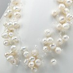 Multistrand Illusion Necklace with White Freshwater Pearls